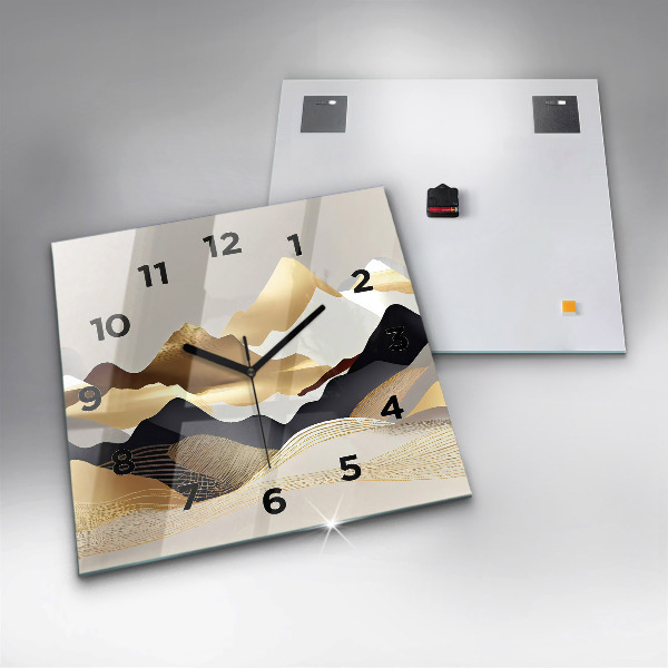 Orologio quadrato Montagne dorate astratte