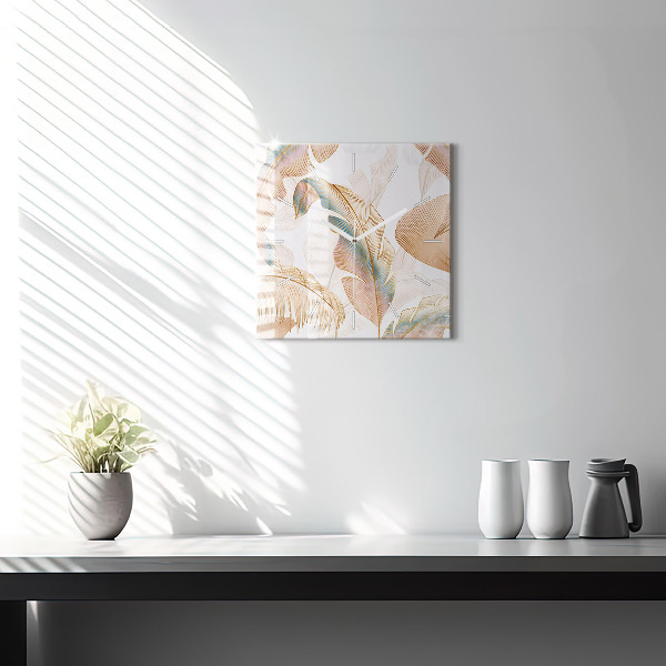 Orologio quadrato Motivo foglia naturale