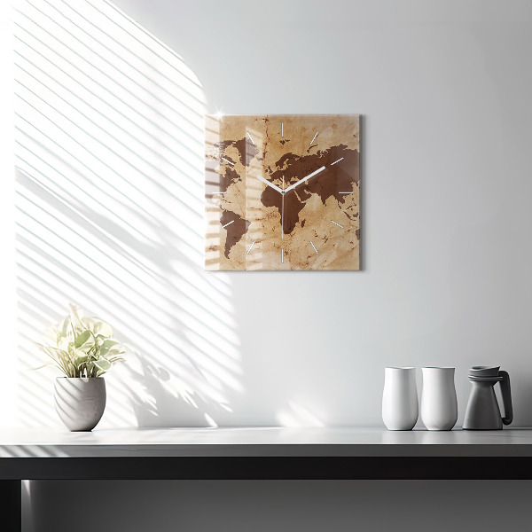 Orologio quadrato Mappa del mondo d'epoca