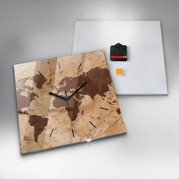 Orologio quadrato Mappa del mondo d'epoca
