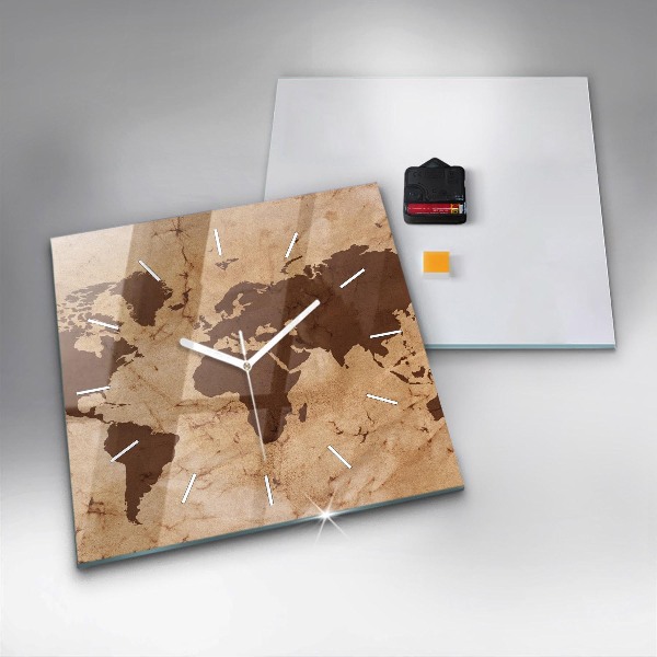 Orologio quadrato Mappa del mondo d'epoca