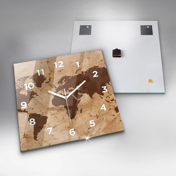 Orologio quadrato Mappa del mondo d'epoca