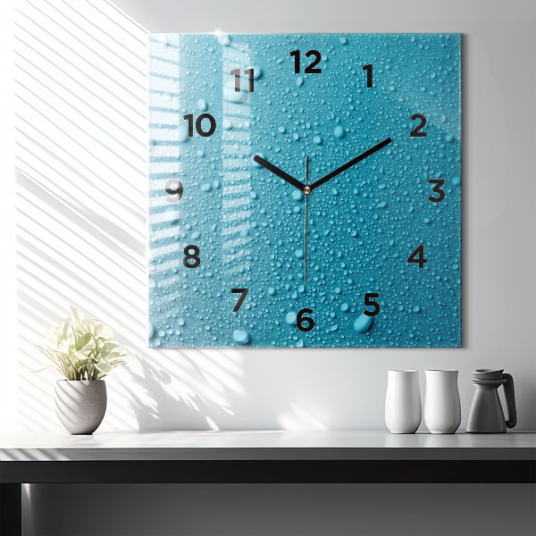 Orologio quadrato Gocce d'acqua sul vetro