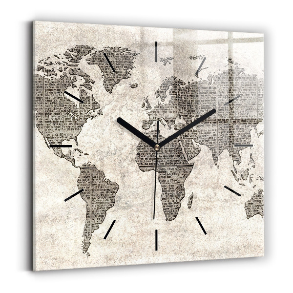 Orologio quadrato Giornale con mappa del mondo