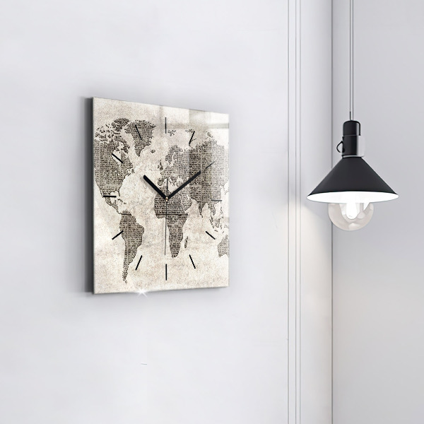 Orologio quadrato Giornale con mappa del mondo