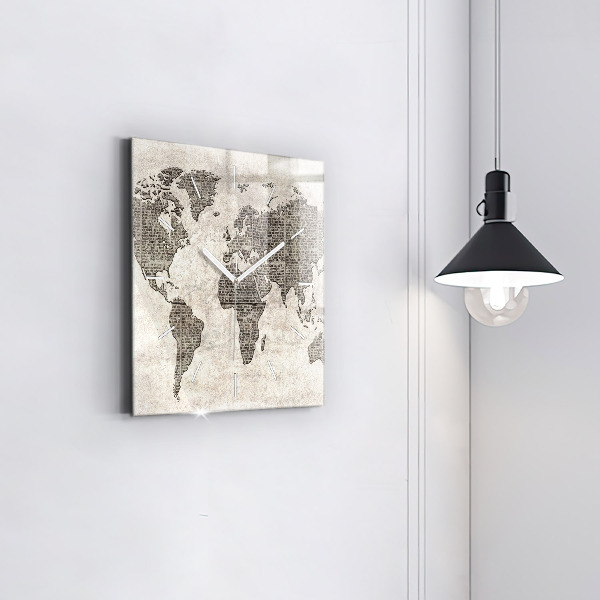 Orologio quadrato Giornale con mappa del mondo