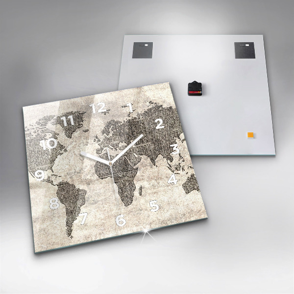 Orologio quadrato Giornale con mappa del mondo