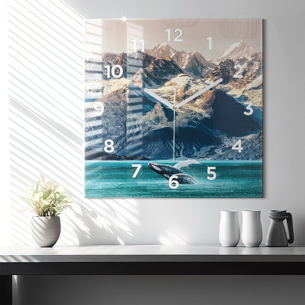 Orologio quadrato in vetro Acqua di balena