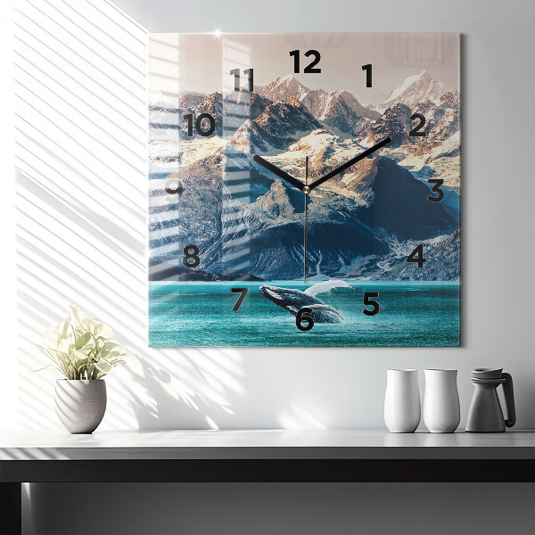 Orologio quadrato in vetro Acqua di balena