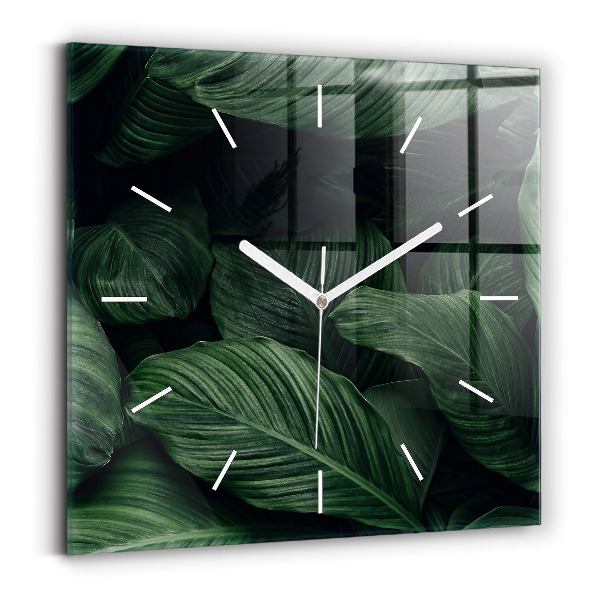 Orologio quadrato in vetro Monstera tropicale