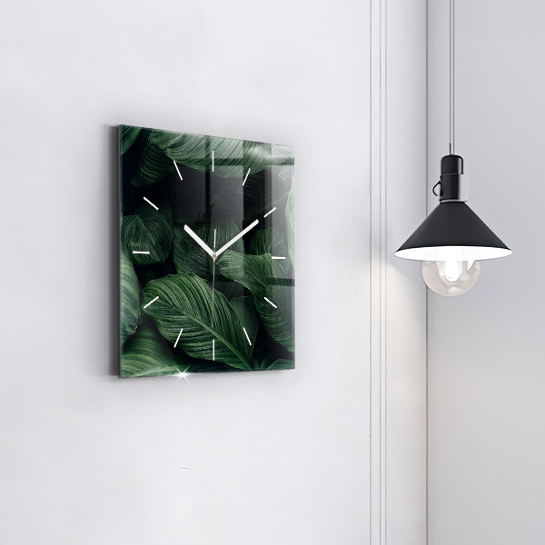 Orologio quadrato in vetro Monstera tropicale