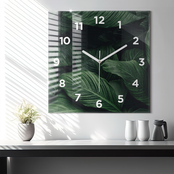 Orologio quadrato in vetro Monstera tropicale