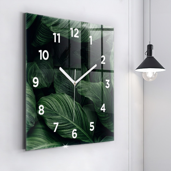 Orologio quadrato in vetro Monstera tropicale
