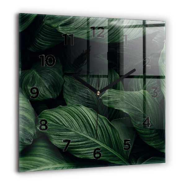 Orologio quadrato in vetro Monstera tropicale