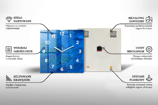 Orologio quadrato in vetro L'astrazione lascia
