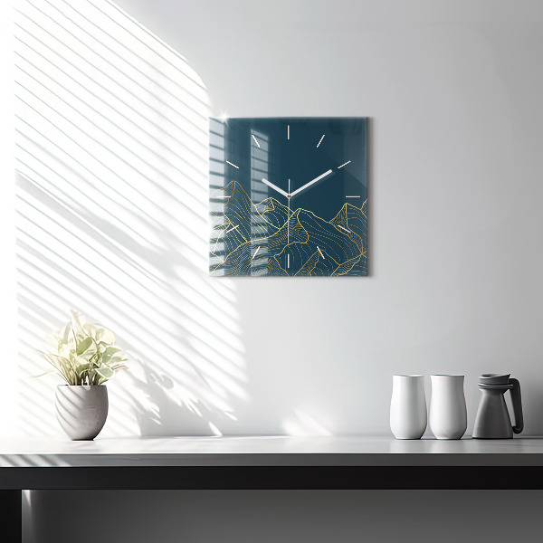 Orologio quadrato in vetro Schizzo delle montagne