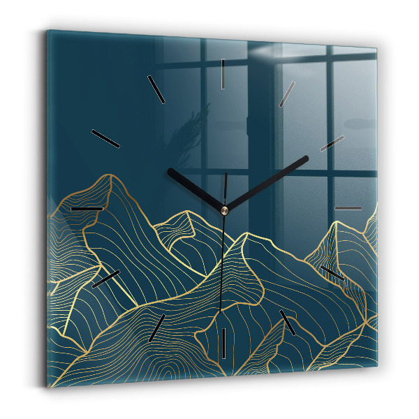 Orologio quadrato in vetro Schizzo delle montagne