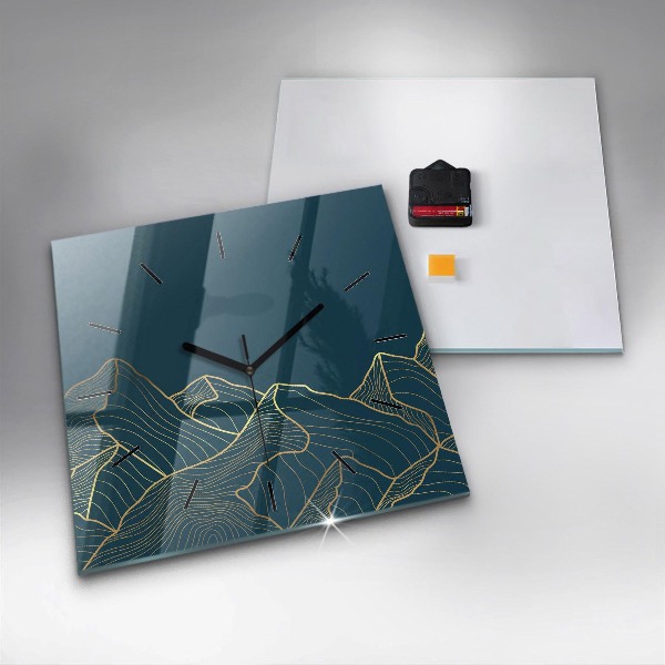 Orologio quadrato in vetro Schizzo delle montagne