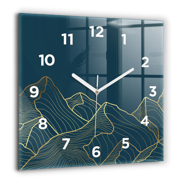Orologio quadrato in vetro Schizzo delle montagne