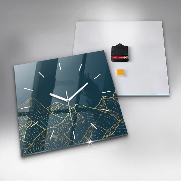 Orologio quadrato in vetro Schizzo delle montagne