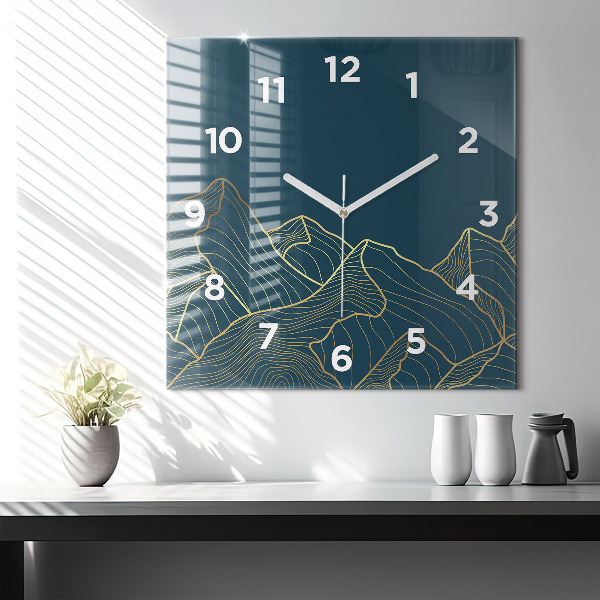 Orologio quadrato in vetro Schizzo delle montagne