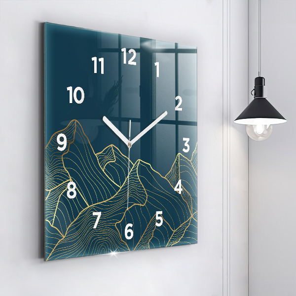 Orologio quadrato in vetro Schizzo delle montagne