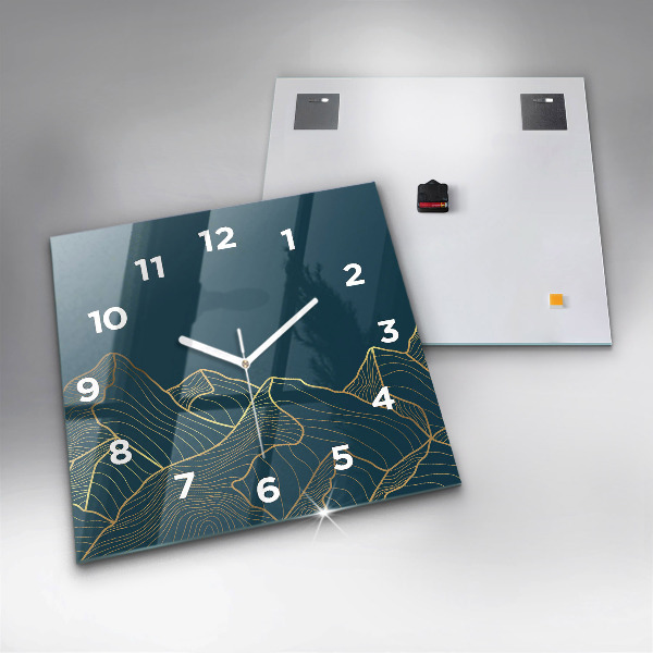 Orologio quadrato in vetro Schizzo delle montagne