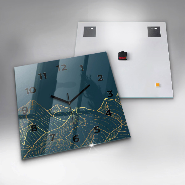 Orologio quadrato in vetro Schizzo delle montagne
