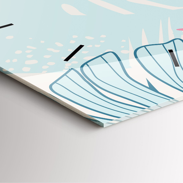 Orologio quadrato in vetro Foglie pastello – Tropici