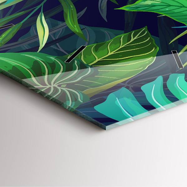 Orologio quadrato in vetro Foglie esotiche