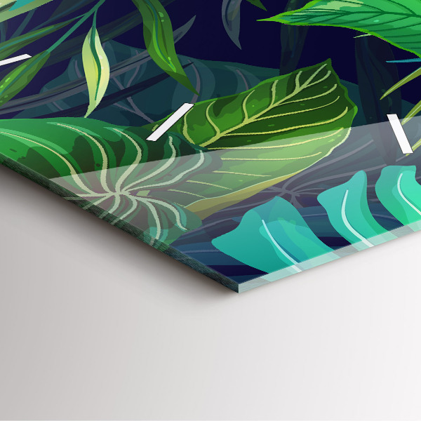 Orologio quadrato in vetro Foglie esotiche