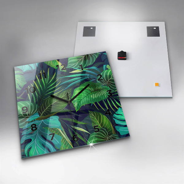 Orologio quadrato in vetro Foglie esotiche