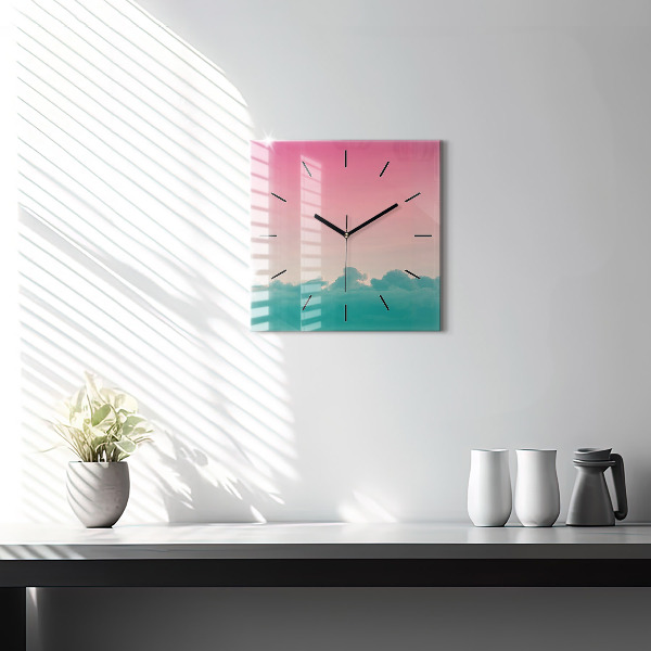 Orologio quadrato in vetro Gradiente del cielo e della montagna