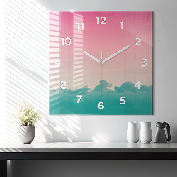 Orologio quadrato in vetro Gradiente del cielo e della montagna