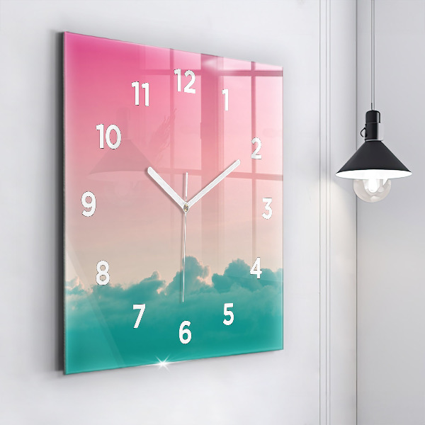 Orologio quadrato in vetro Gradiente del cielo e della montagna