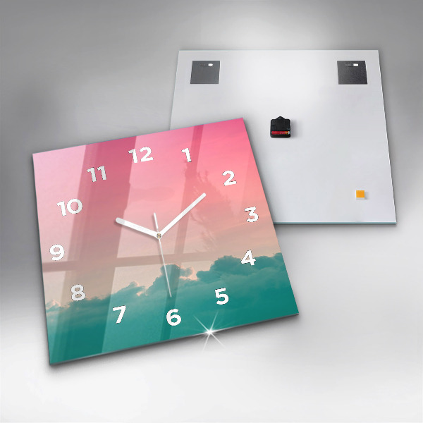 Orologio quadrato in vetro Gradiente del cielo e della montagna