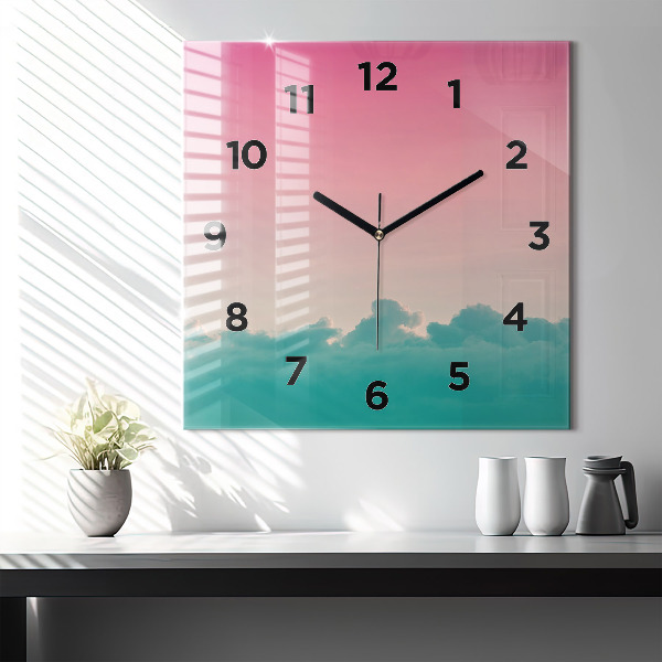 Orologio quadrato in vetro Gradiente del cielo e della montagna