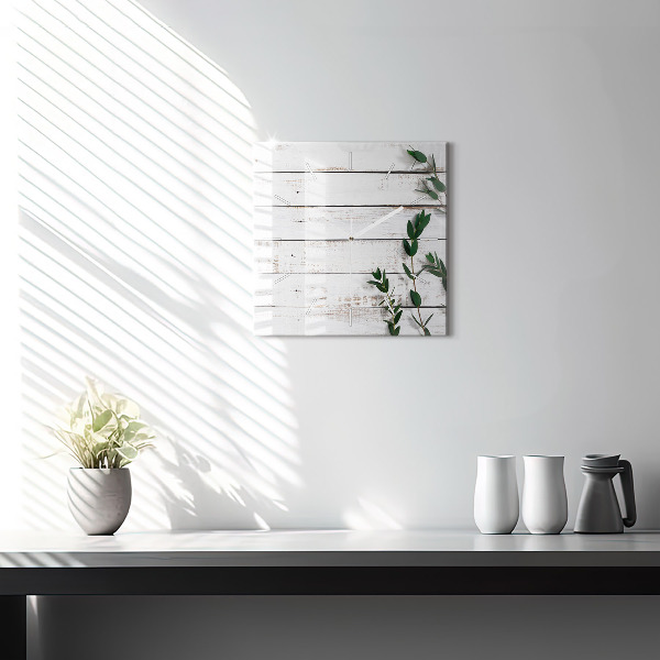 Orologio quadrato in vetro Tavole di legno chiaro