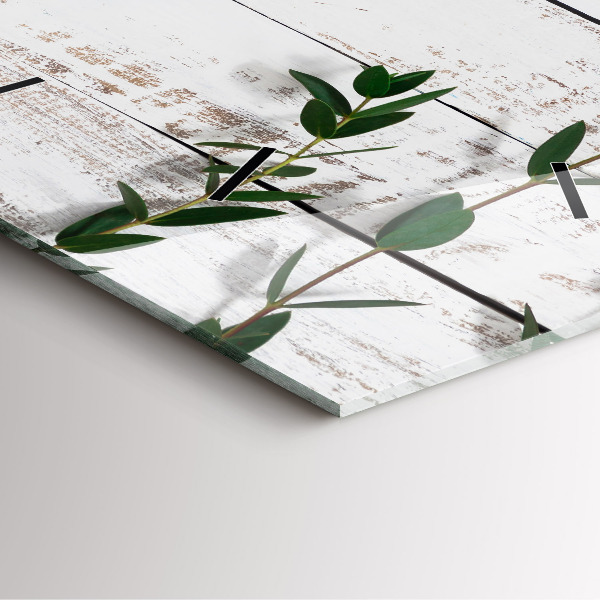 Orologio quadrato in vetro Tavole di legno chiaro