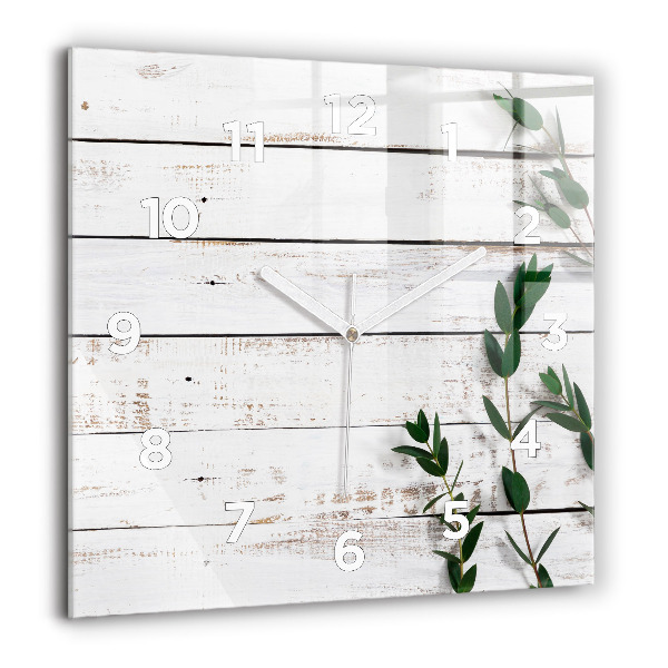 Orologio quadrato in vetro Tavole di legno chiaro