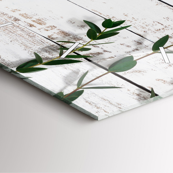 Orologio quadrato in vetro Tavole di legno chiaro