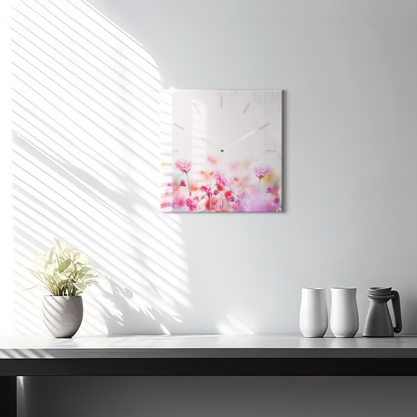 Orologio quadrato in vetro Fiori nel prato