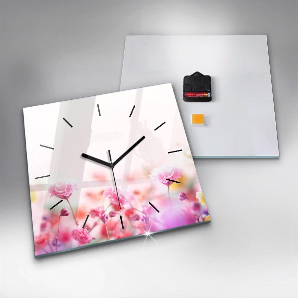 Orologio quadrato in vetro Fiori nel prato