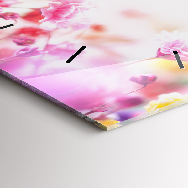 Orologio quadrato in vetro Fiori nel prato