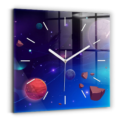 Orologio quadrato in vetro Pianeti galassia