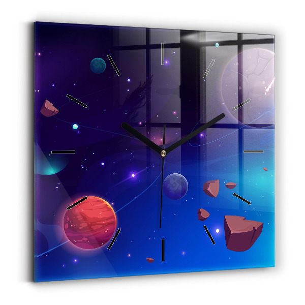 Orologio quadrato in vetro Pianeti galassia