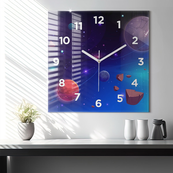 Orologio quadrato in vetro Pianeti galassia