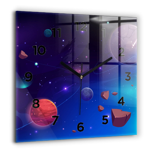 Orologio quadrato in vetro Pianeti galassia