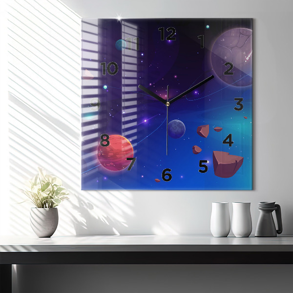 Orologio quadrato in vetro Pianeti galassia