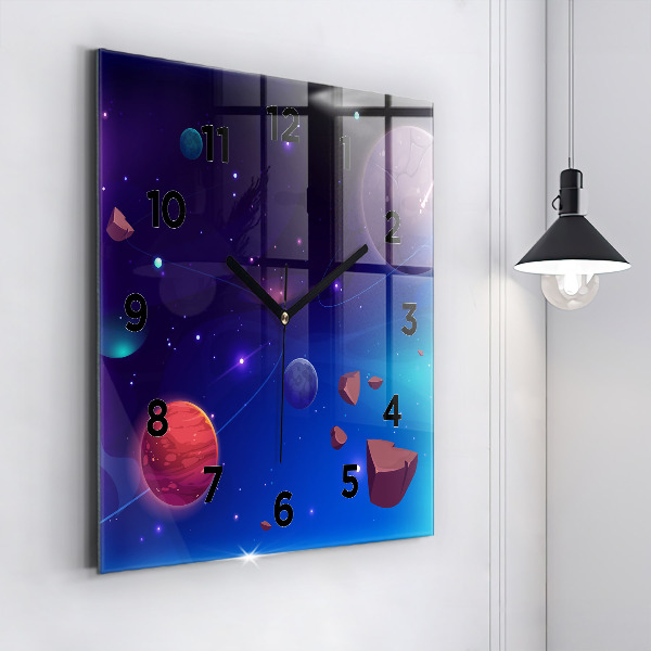 Orologio quadrato in vetro Pianeti galassia